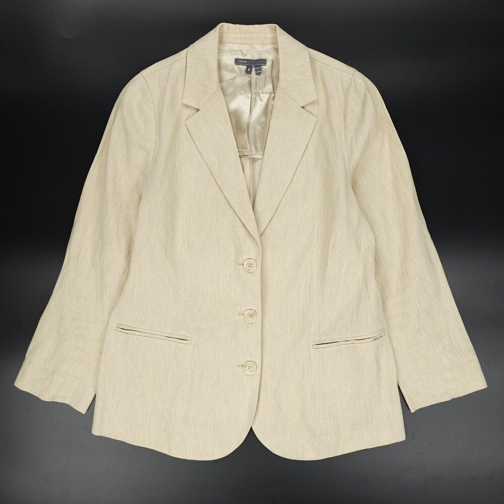 VINCE Linen Blazer Suit Jacket Minimal Quiet Luxury Old Money Preppy Academia